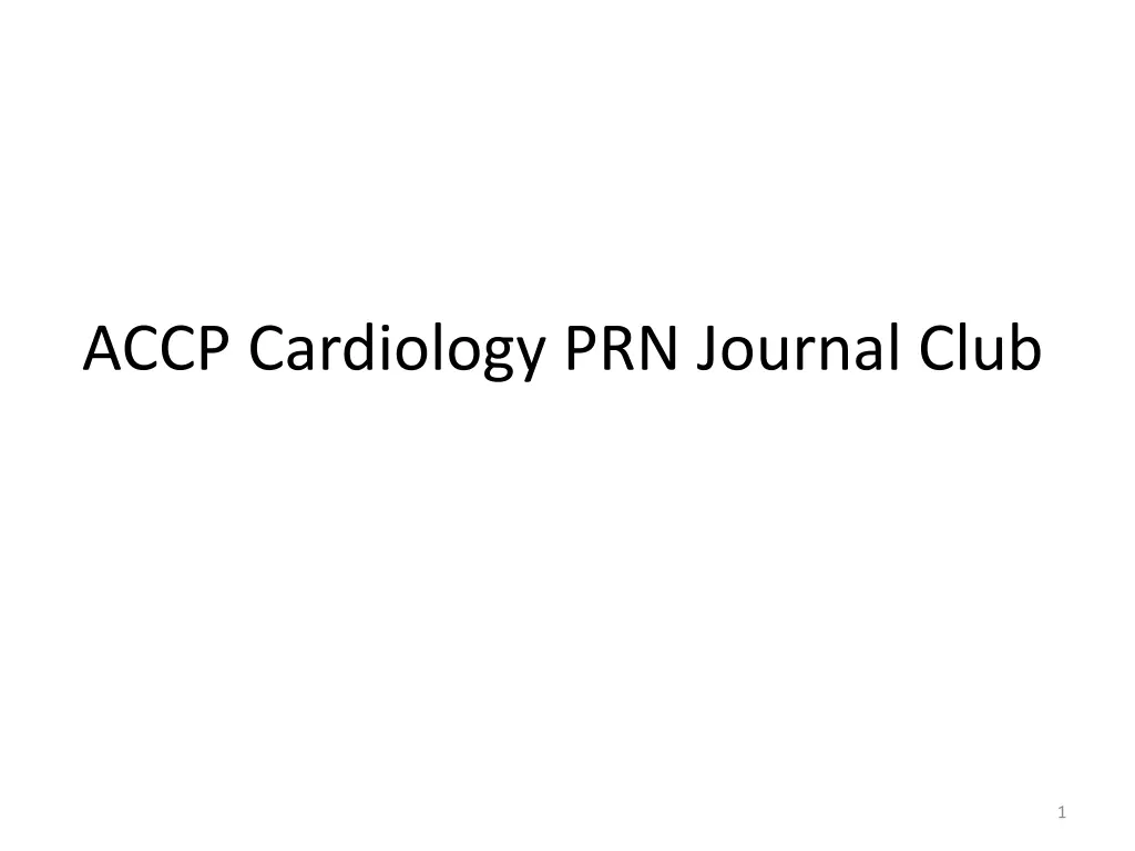 accp cardiology prn journal club n.w