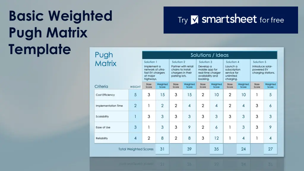 basic weighted pugh matrix template n.w