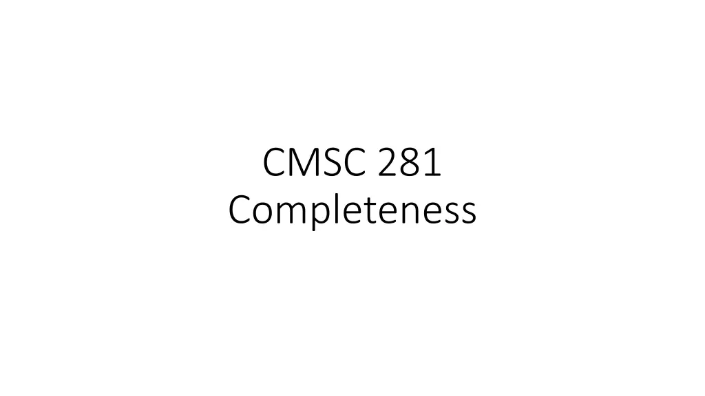 cmsc 281 completeness n.w