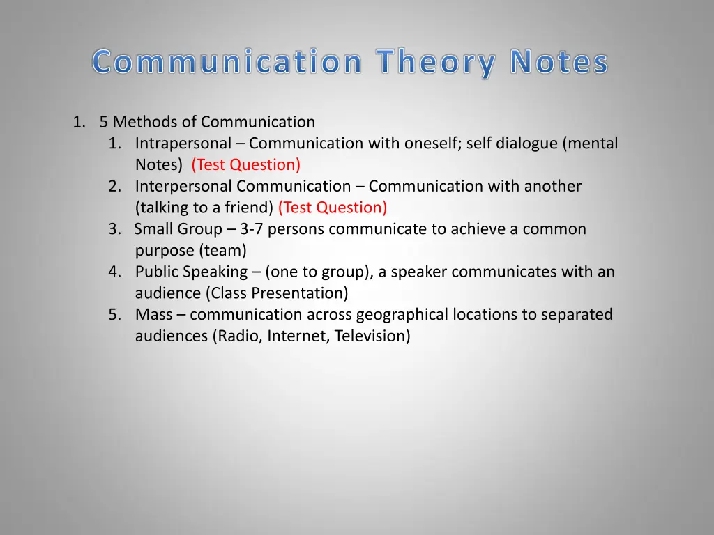 communication theory notes n.w