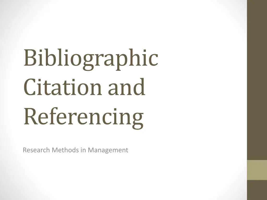 bibliographic citation and referencing n.w