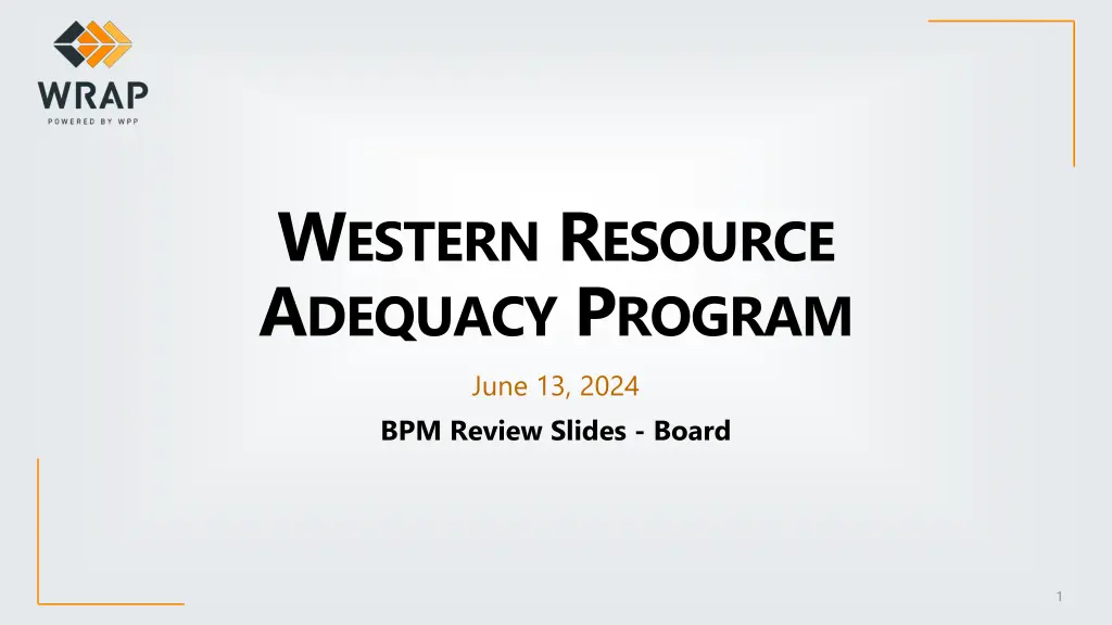 w estern r esource a dequacy p rogram june n.w