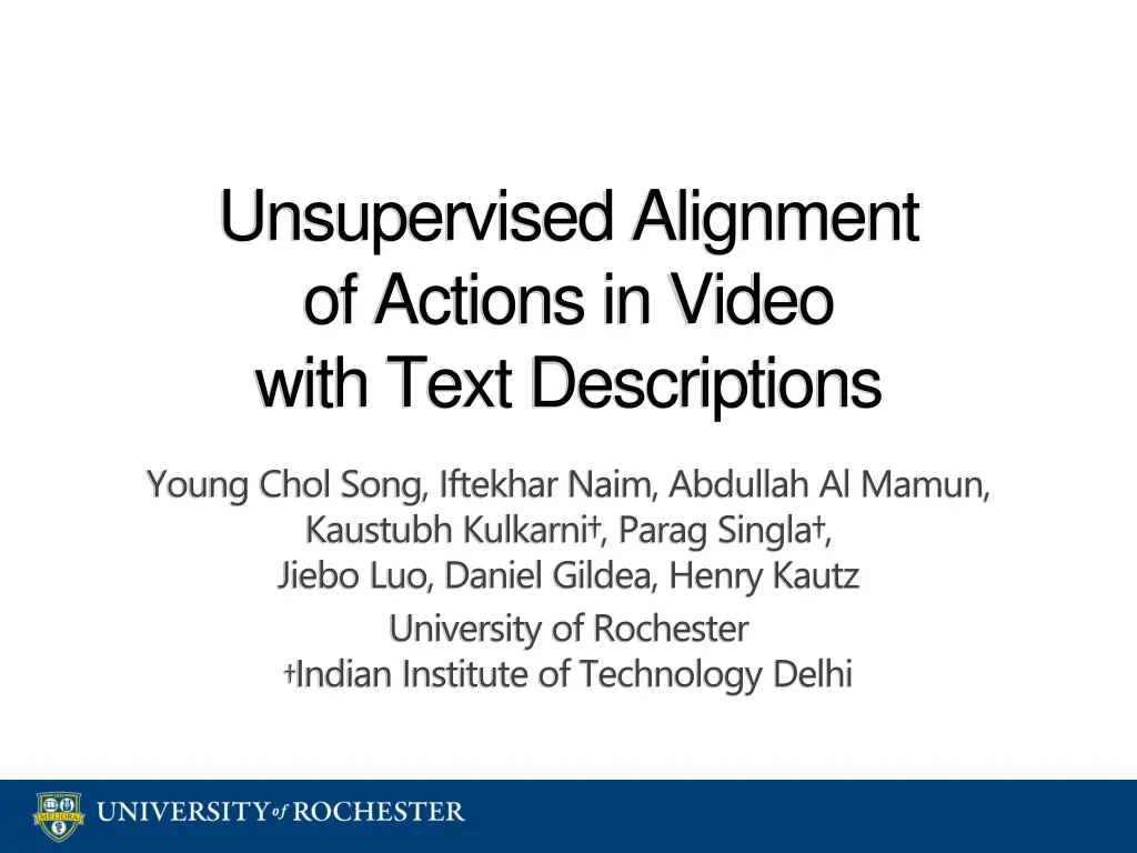 unsupervised alignment of actions in video with n.w