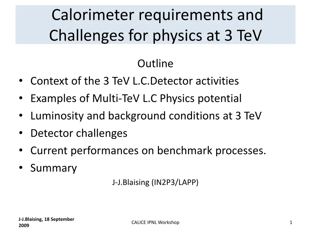 calorimeter requirements and challenges n.w