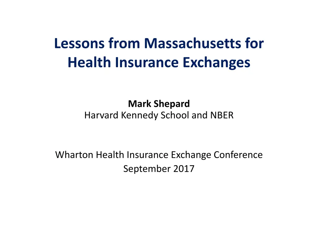 lessons from massachusetts for health insurance n.w