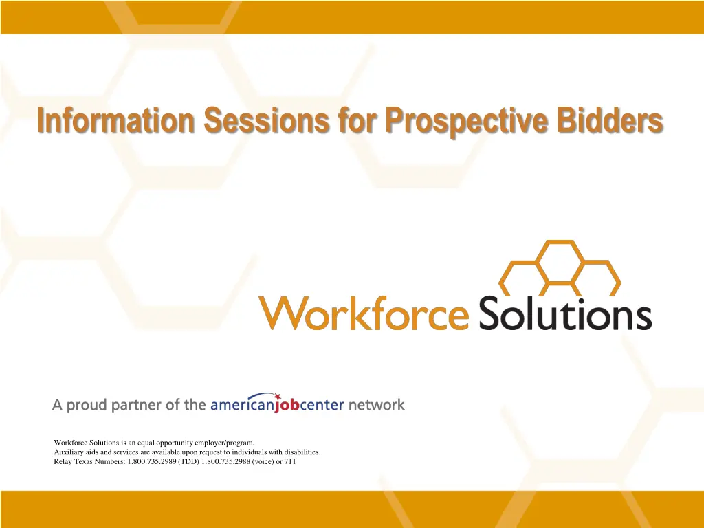 information sessions for prospective bidders n.w
