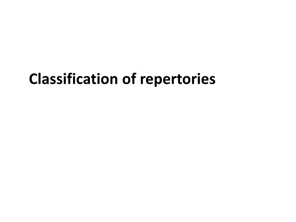 classification of repertories n.w