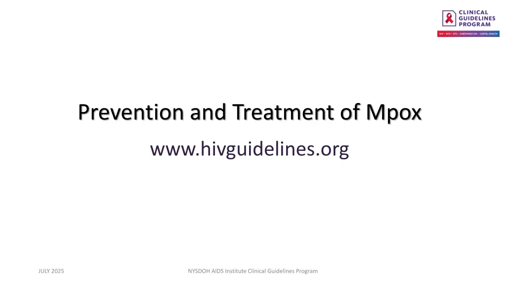 prevention and treatment of mpox n.w
