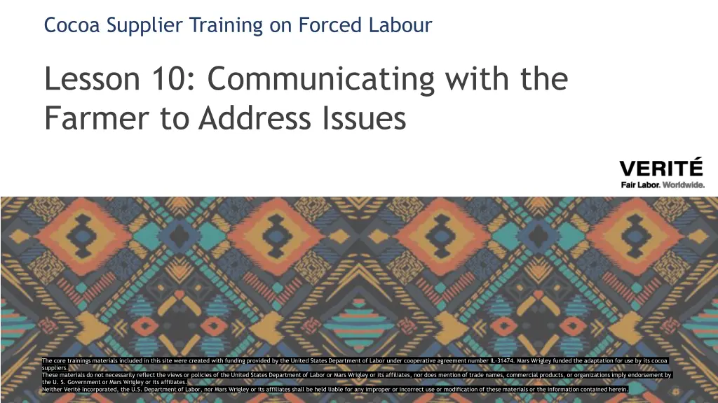 cocoa supplier training on forced labour n.w