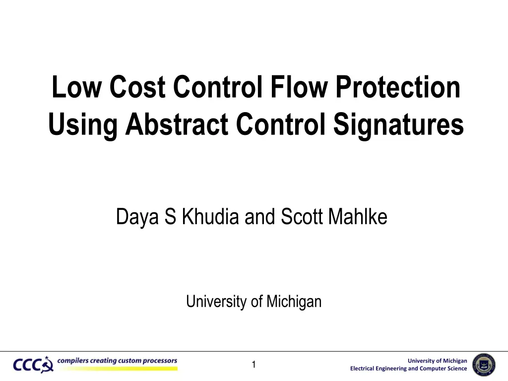 low cost control flow protection using abstract n.w