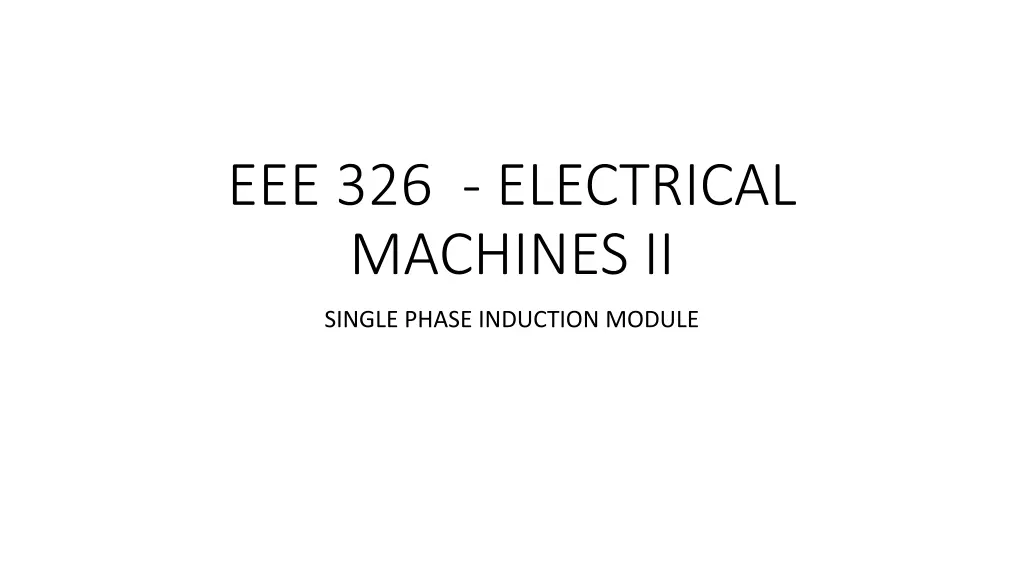 eee 326 electrical machines ii n.w