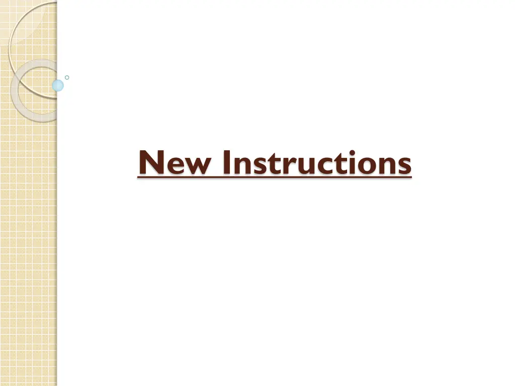 new instructions n.w