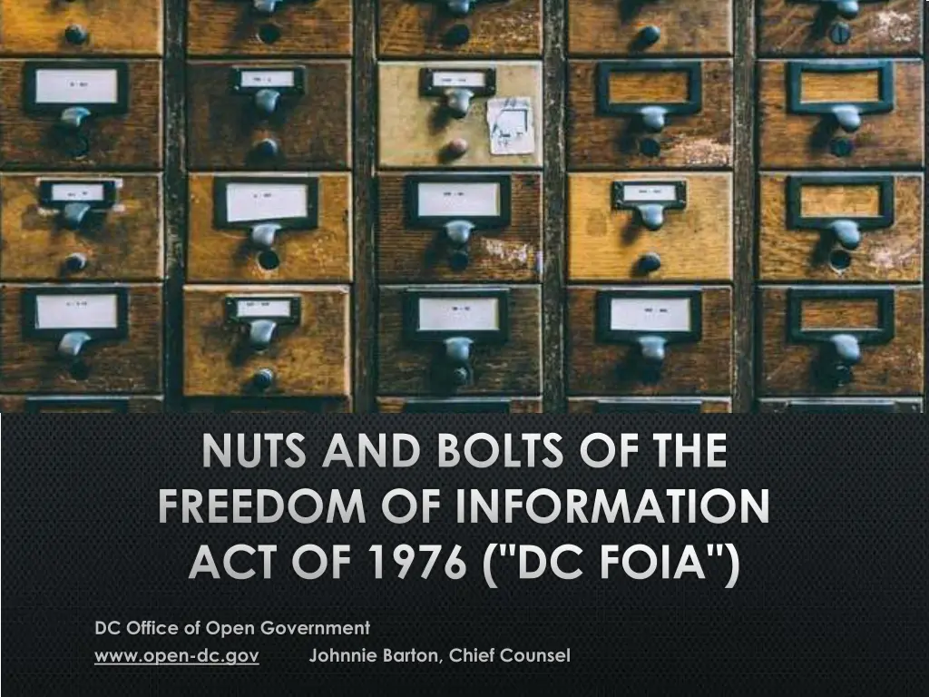 nuts and bolts of the freedom of information n.w