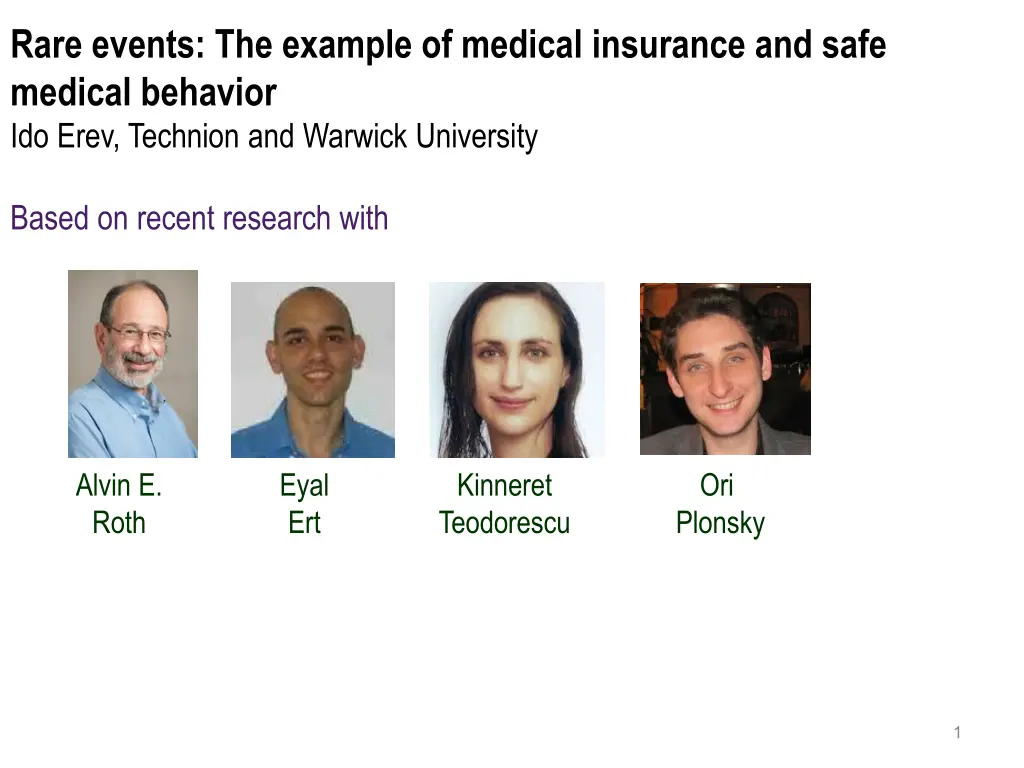 rare events the example of medical insurance n.w