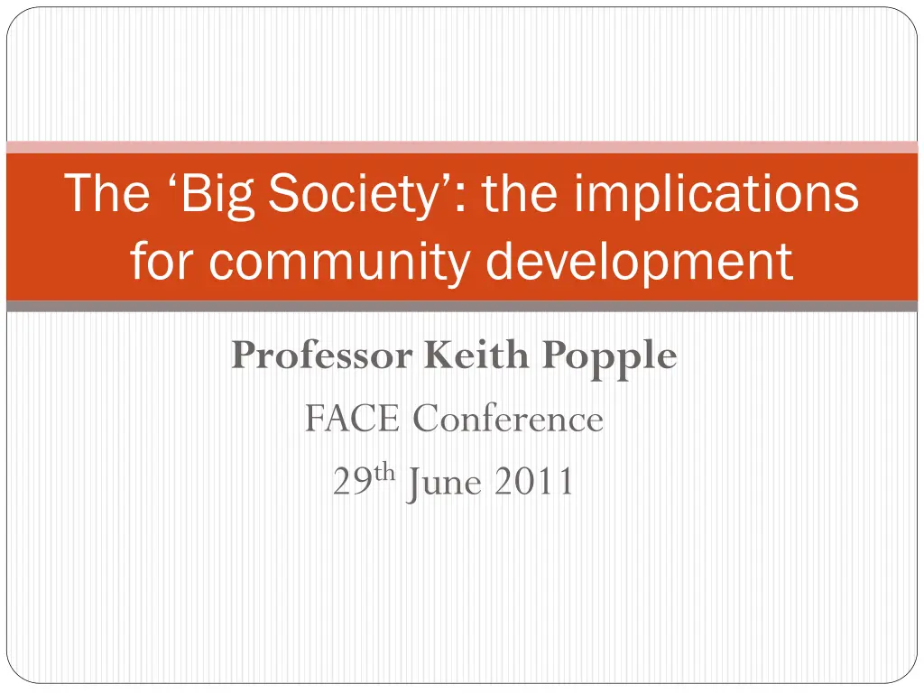 the big society the implications for community n.w