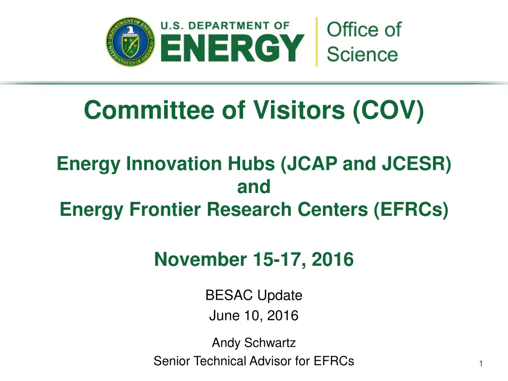 committee of visitors cov energy innovation hubs n.w