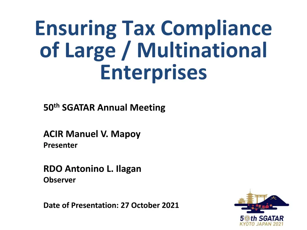 ensuring tax compliance of large multinational n.w