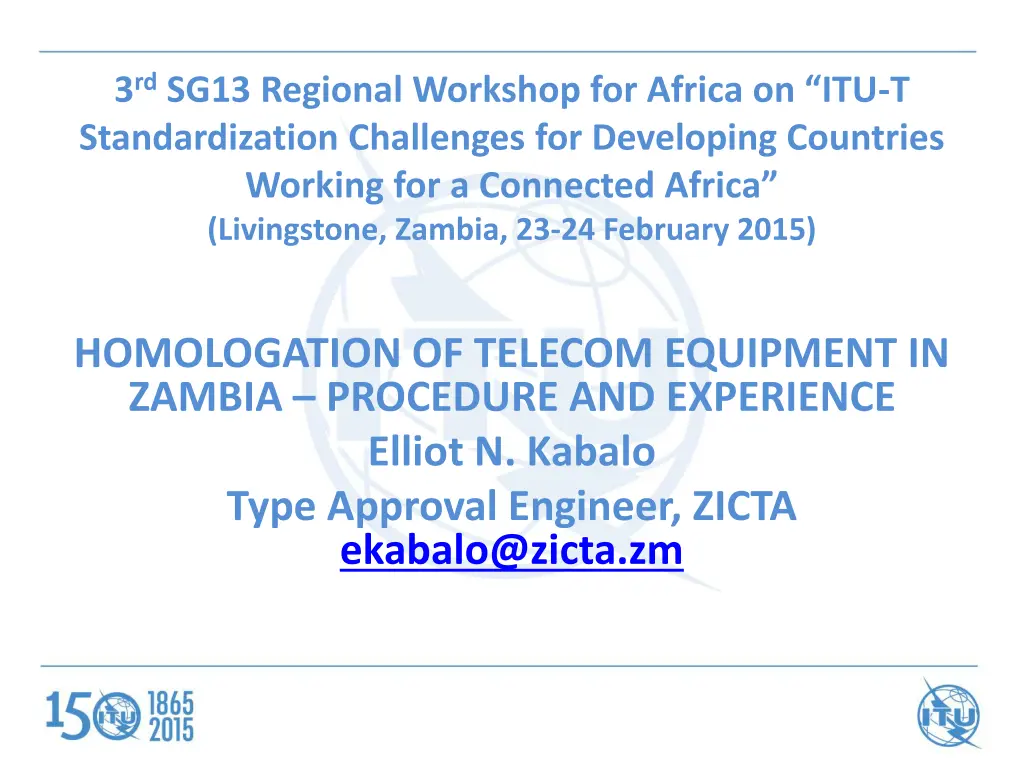 3 rd sg13 regional workshop for africa n.w