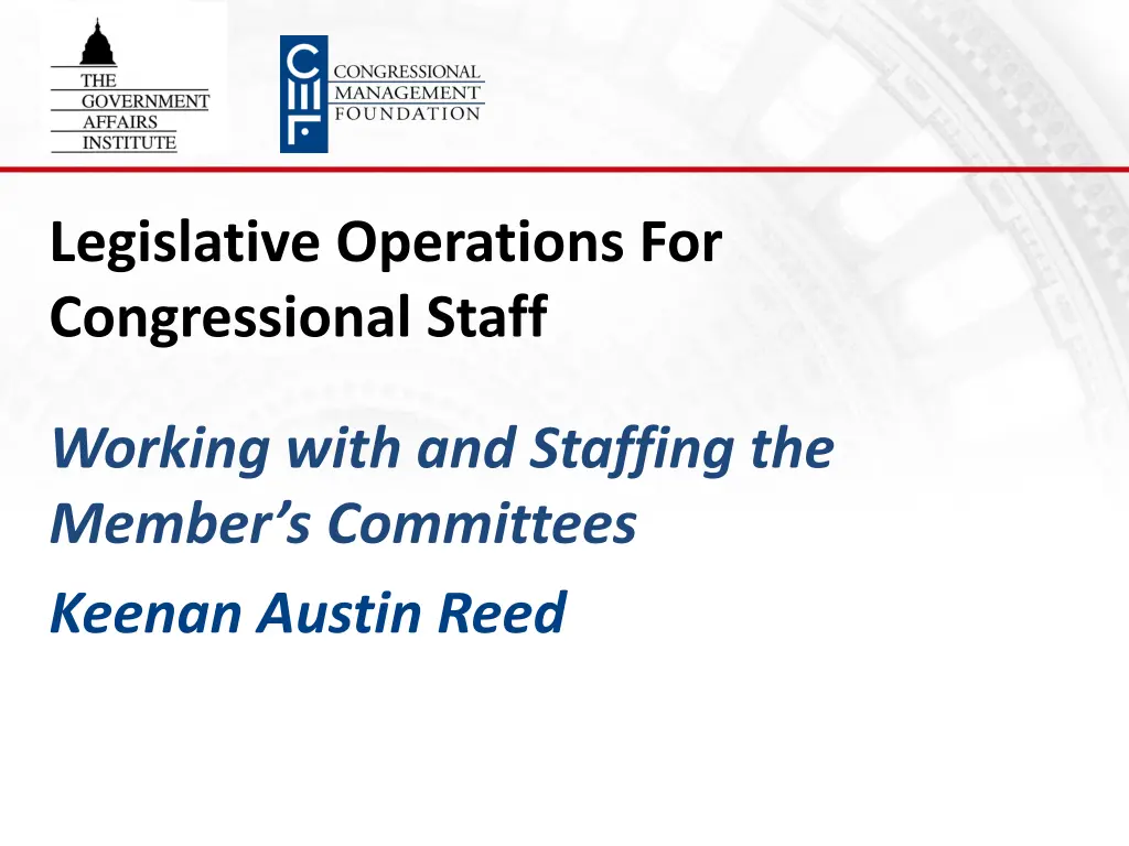 legislative operations for congressional staff n.w