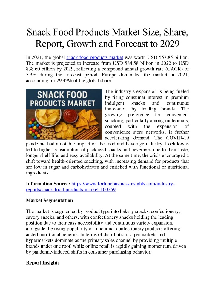 snack food products market size share report n.w