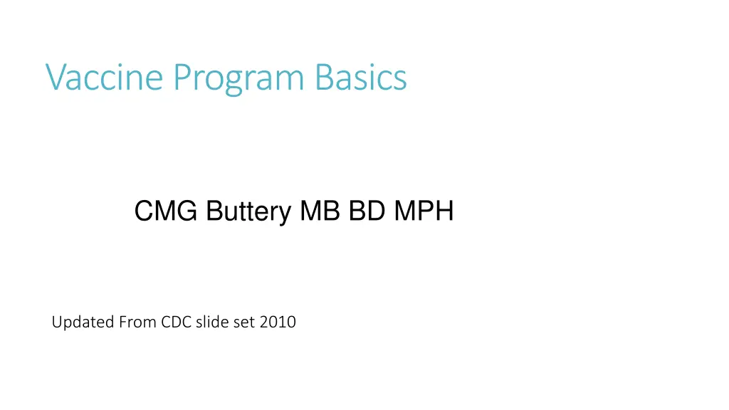 vaccine program basics n.w