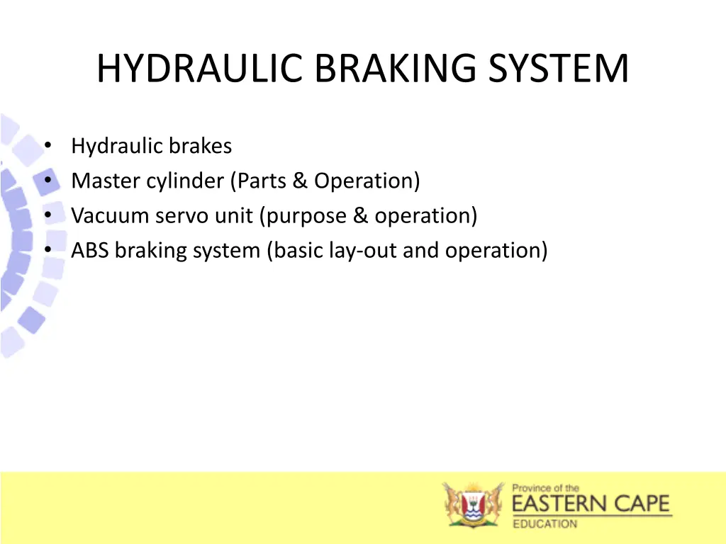 hydraulic braking system n.w
