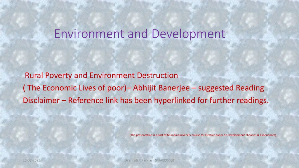 environment and development n.w