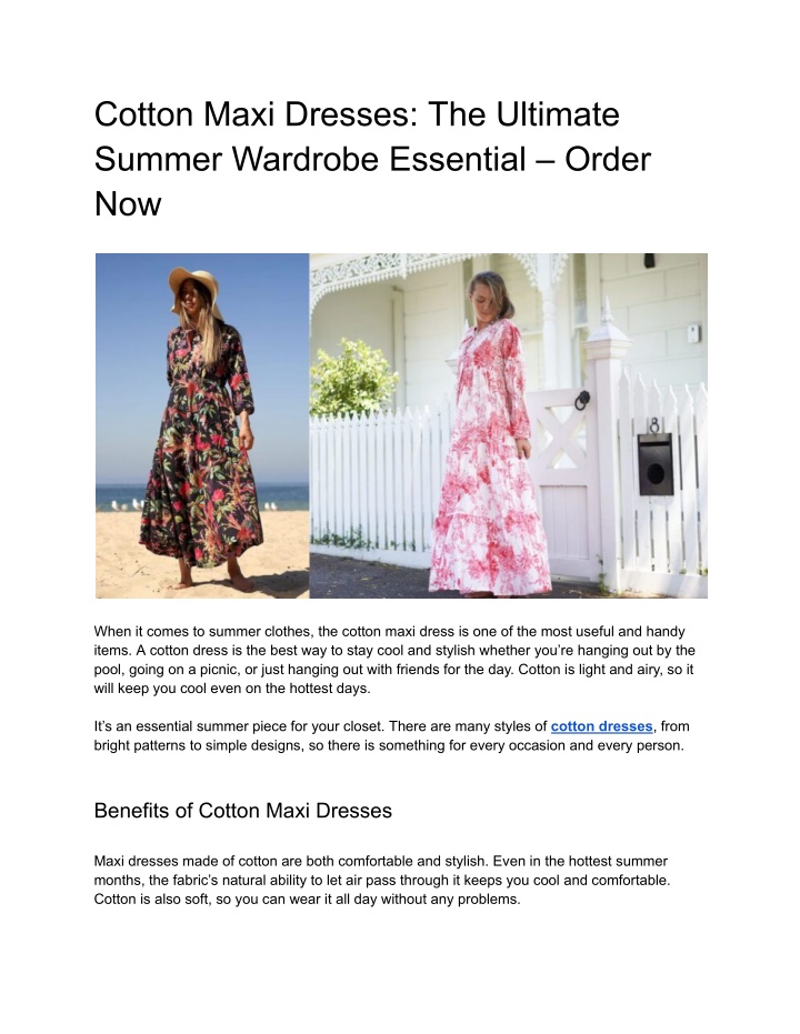 cotton maxi dresses the ultimate summer wardrobe n.w