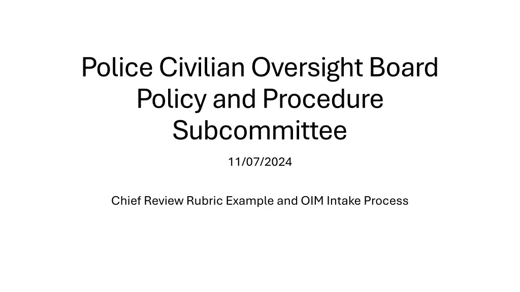 police civilian oversight board policy n.w