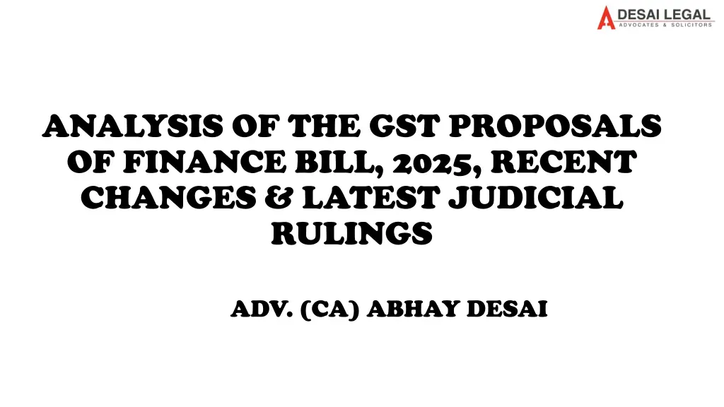 analysis of the gst proposals of finance bill n.w