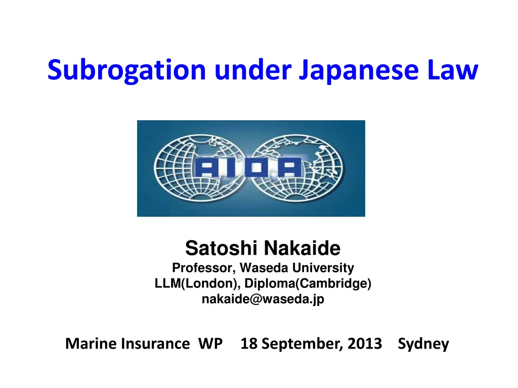 subrogation under japanese law n.w