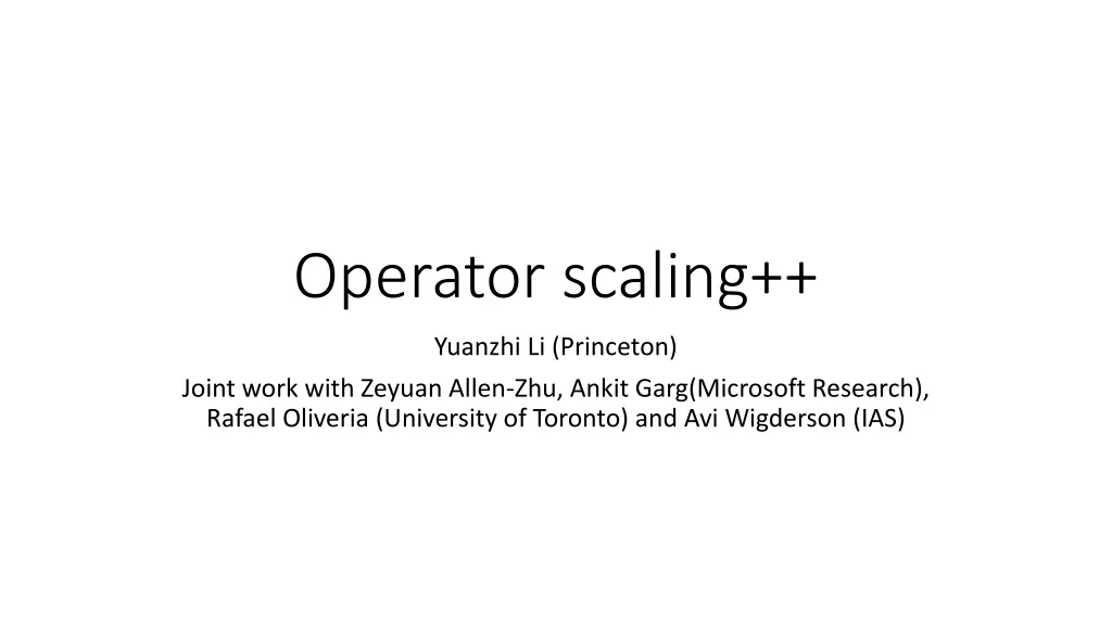 operator scaling n.w