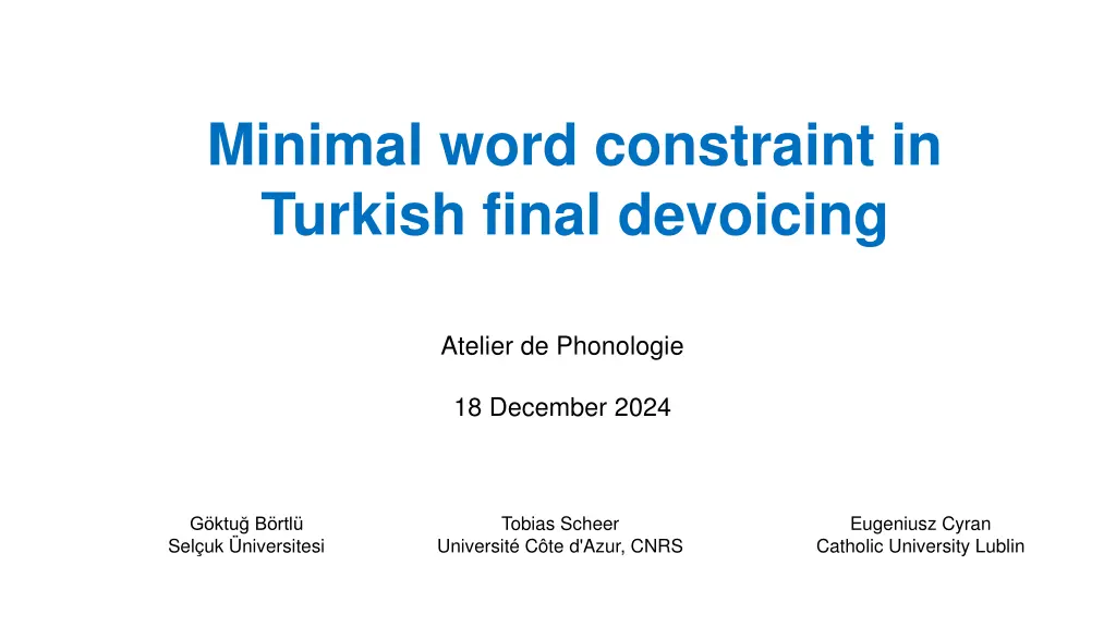 minimal word constraint in turkish final devoicing n.w
