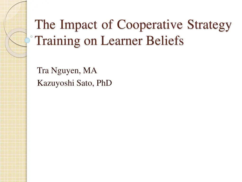 the impact of cooperative strategy training n.w