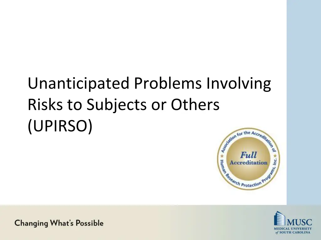 unanticipated problems involving risks n.w