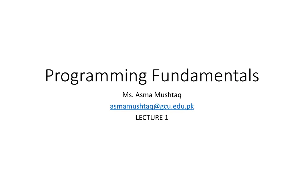 programming fundamentals n.w