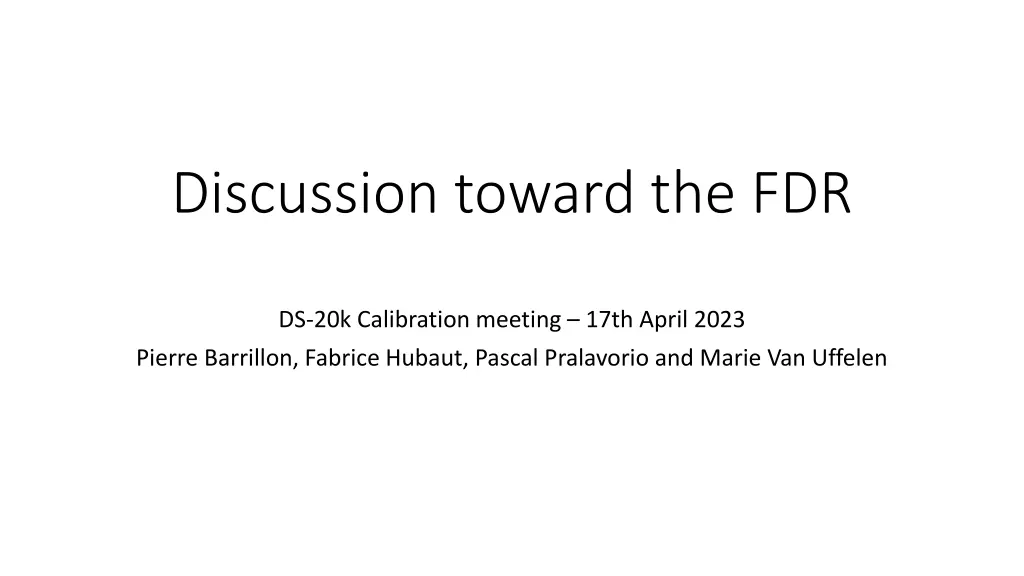 discussion toward the fdr n.w