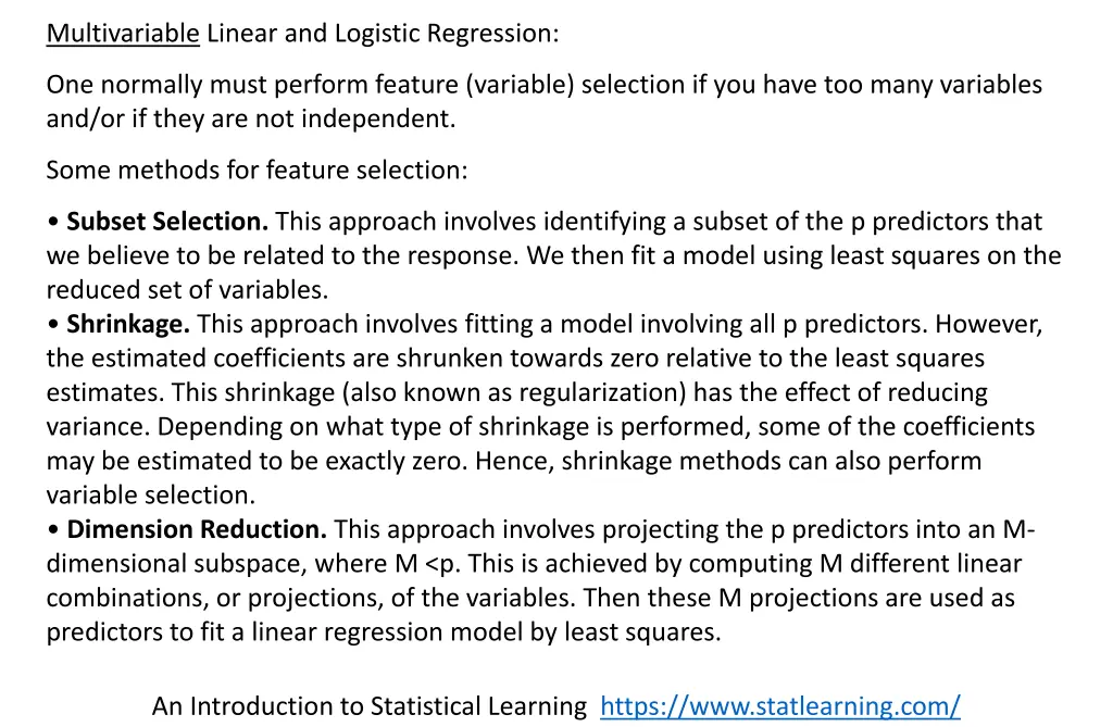 multivariable linear and logistic regression n.w