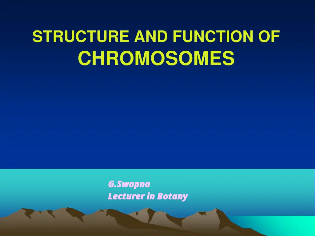 structure and function of chromosomes n.w