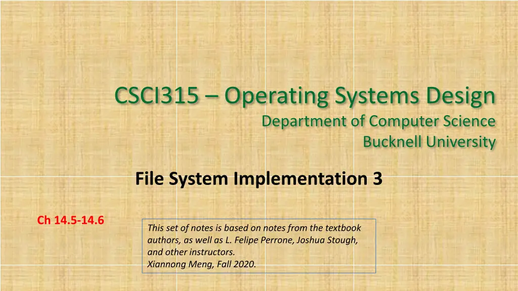 csci315 operating systems design department n.w