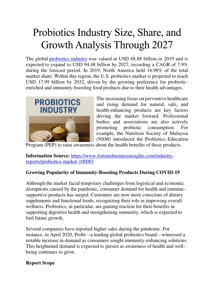 probiotics industry size share and growth n.w