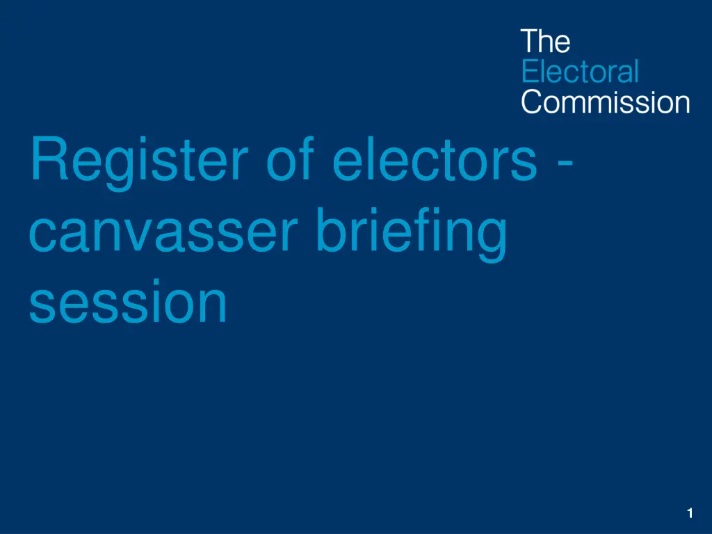 register of electors canvasser briefing session n.w