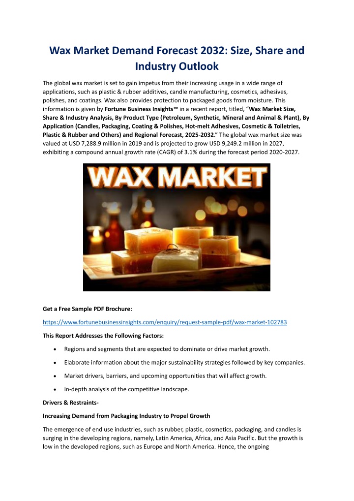wax market demand forecast 2032 size share n.w