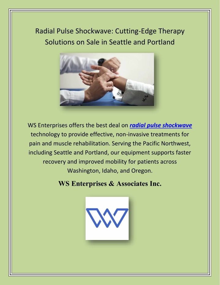 radial pulse shockwave cutting edge therapy n.w