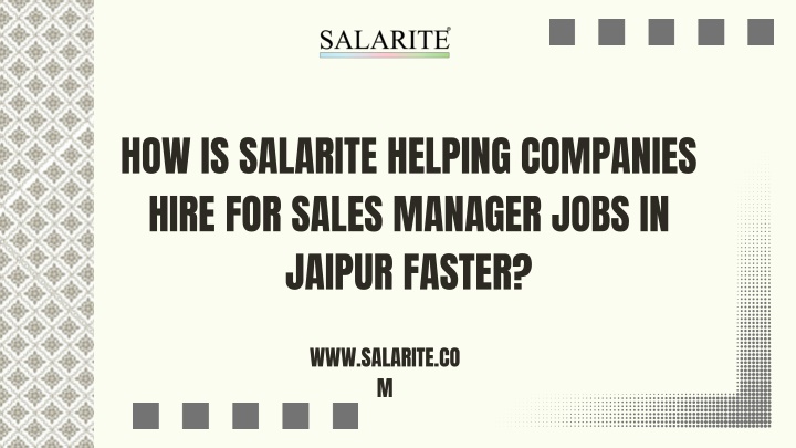 How is Salarite helping companies hire for sales manager jobs in Jaipur faster
