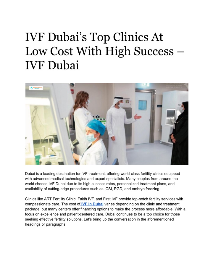 ivf dubai s top clinics at low cost with high n.w