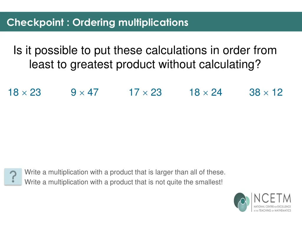 checkpoint ordering multiplications n.w