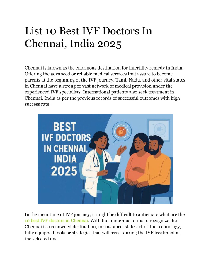 list 10 best ivf doctors in chennai india 2025 n.w