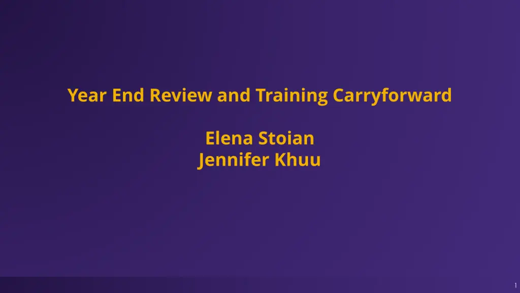 year end review and training carryforward n.w