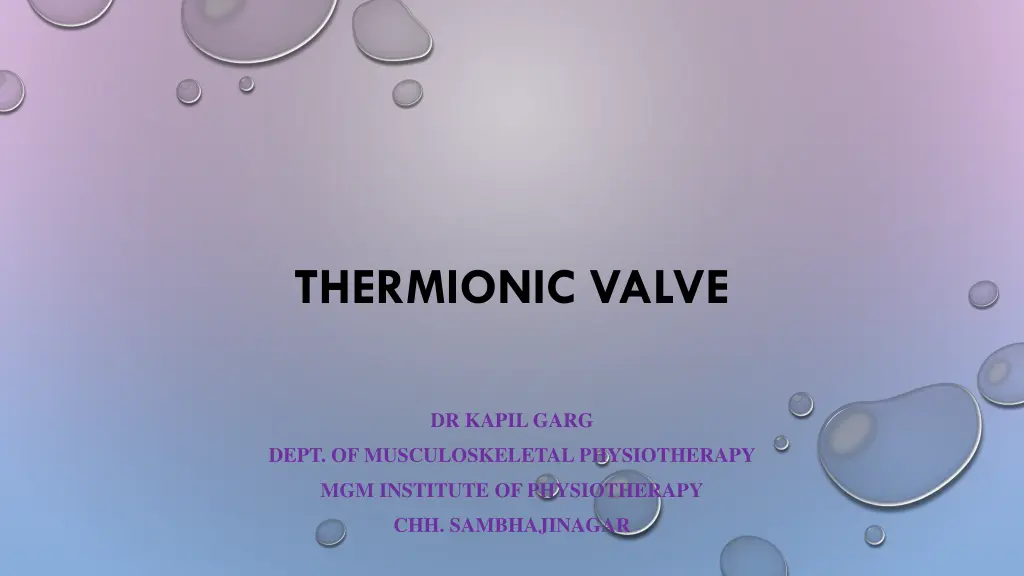thermionic valve n.w